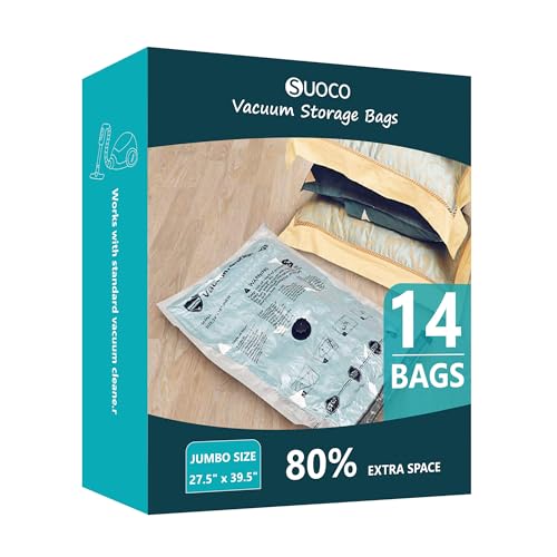 Vacuum Storage Bags, Compression Packing Space Saver Seal Bags for Clothing Bedding Comforters Blankets Pillows, 14 Jumbo - size: 14 Jumbo