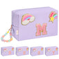 Initial Makeup Bag for Girls, Cute Makeup Bag Small Cosmetic Bag Travel Make Up Organizer Pouch, Birthday Gifts for Girls 4 5 6 7 8 9 10 11 12 13 14 15 Years Old, Teen Girls Gifts Trendy Stuff - color: Purple + Bracelet, style: M