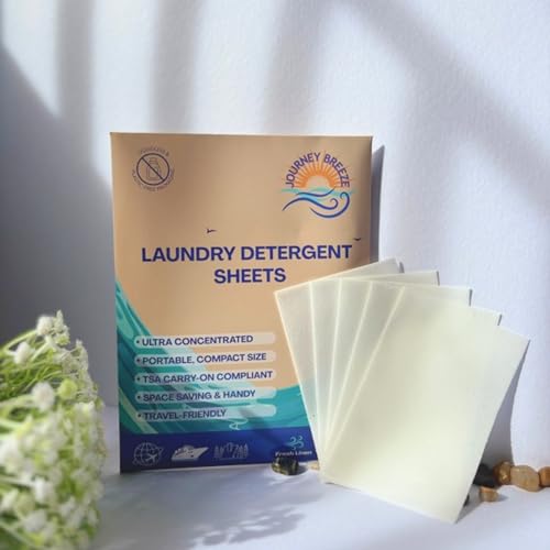 Travel Laundry Detergent Sheets with Travel Laundry Bag and Portable Clothesline – Laundry Detergent Sheets 60 count, Foldable Laundry Bag & Heavy Duty Clothesline for Hotels, Cruises & Trips