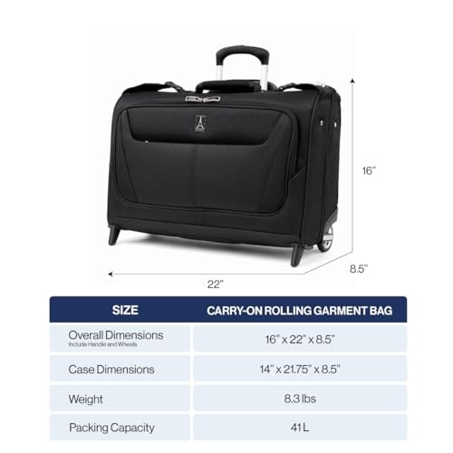 Travelpro Maxlite 5 Softside Lightweight Carry-On Upright 2 Wheel Rolling Garment Bag, 22-Inch — Black