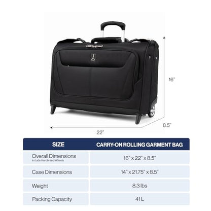 Travelpro Maxlite 5 Softside Lightweight Carry-On Upright 2 Wheel Rolling Garment Bag, 22-Inch — Black