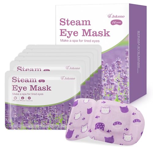Jekeno Steam Eye Mask, 16 Packs Eye Masks for Dry Eyes, 40-60 Minutes Self Moist Warm Compress Heated Disposable Mask for Sleep, Spa Relaxing Trip Gifts, Travel Essentials for Women Men - size: 1 Count (Pack of 16)