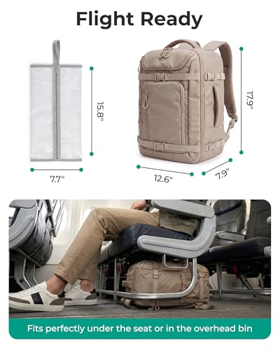 BAGSMART 35L Travel Backpack for Women & Men Fits 17-Inch Laptop, Airline Approved Carry On Backpack with Wet Pocket & Shoe Pouch, Water-Resistant Personal Item Travel Bag, Coffee - color: Coffee Brown