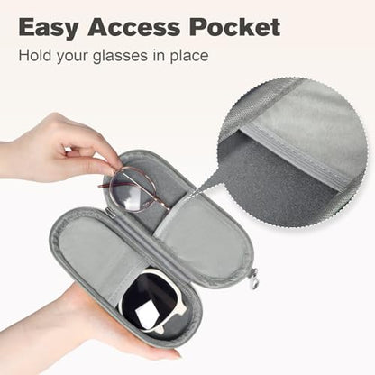 Double Eyeglasses Case, Dual Glasses Sunglasses Organizer with Zipper Closure, Eyewear Storage Box for Men Women Travel - color: Grey