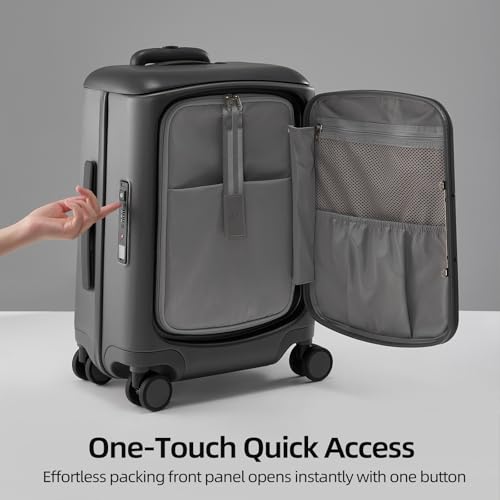 Hang Safe Checked Luggage 24 inch,PC Hard Shell Lightweight Zipperless Suitcases,360° Spinner Wheels,TSA Locks USB Charging Port,Top Travel Seat,Checked-Medium 80L Grey - color: Grey, size: 24 inch