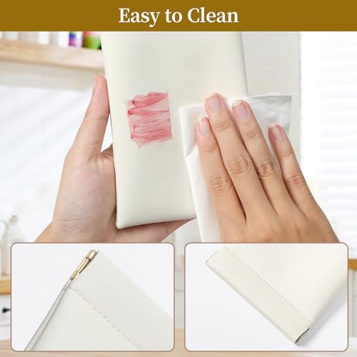 Squeeze Top Sunglass Case, New Organosilicon Soft PU Leather Eyeglass Glass Case Travel Large Sunglasses Pouch - color: Creamy White