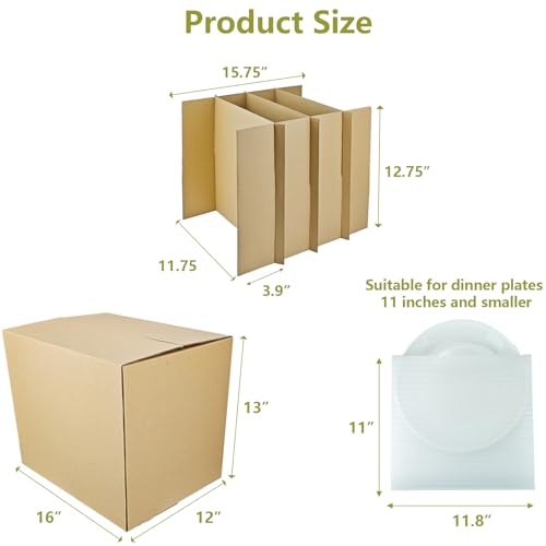 2 Sets Moving Boxes Dish Packing Boxes Divider Kits,16 x 12 x 13 Inch Dish Packing Box Kitchen Moving Box Corrugate Dividers with 20 Pcs Foam Pouches,1 Pcs Tape Rolls with Dispenser - style: 2 Sets-dish packing-16x12x13in