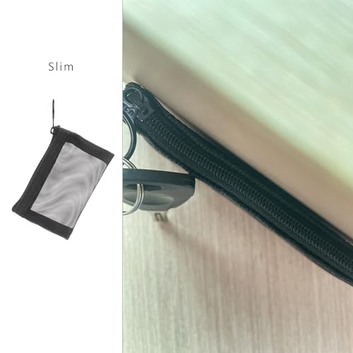 Patu Mini Zipper Mesh Bags, 3" x 4", Size XS / A8, 5 Pieces, Keychain Pouch Key Holder, Coin Purse, Clear Travel Kit Small Item Cosmetic Organizer, Black - size: XS A8, Mini (3" x 4", 5 pcs)