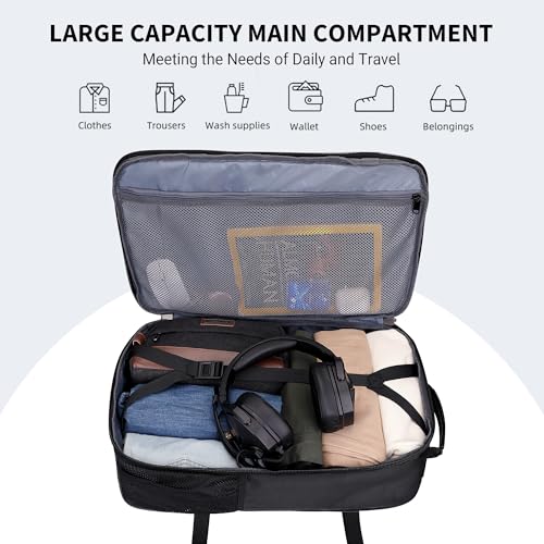 WITZMAN Carry On Travel Backpack for Men Large Convertible 45L Fit 17 Inch Laptop Backpack 3 in 1 Bag for Airline Approved(B688 Black) - color: Black