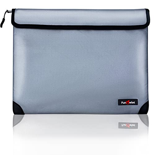 Fireproof Waterproof Money Document Bag - with 4200°F Heat Insulated Safe Storage Pouch with Zipper Upgraded 8 Layers of Functional Material for Valuables (13.9"x10.6" Gray) - size: 13.9"x10.6"