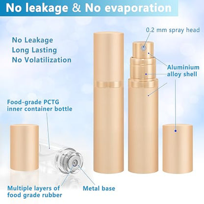 Travel Refillable Perfume Atomizer Bottle 5ml Leakproof Travel Perfume Refillable Bottle, Perfume Atomizer (Gold) - color: Gold