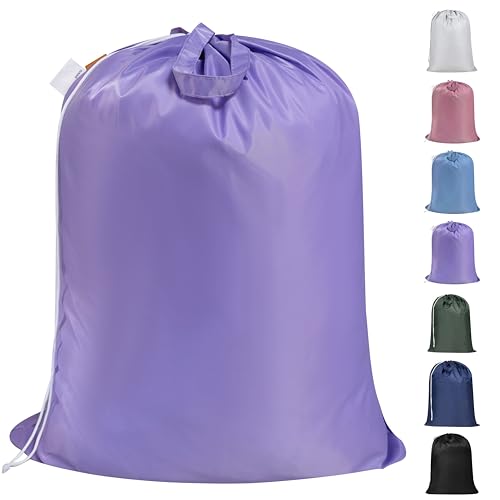 Polecasa Extra Heavy-Duty Laundry Bag 28x36”- Machine Washable Large Storage Bag with Reinforced Handles & Drawstring Closure & ID Tag for College Dorm Travel - Purple - color: Purple, size: 28" x 36" | 1 Pack
