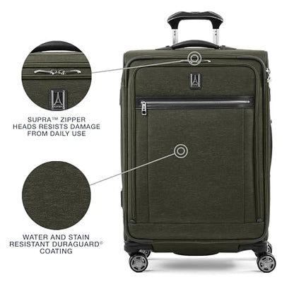 Travelpro Platinum Elite Softside Expandable Luggage, 8 Wheel Spinner Suitcase, TSA Lock, Men and Women, Pilot Green, 2-Piece Set (21/25) - color: Pilot Green, size: 2-Piece Set (21/25)