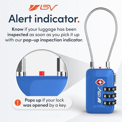TSA Accpeted Luggage Travel Lock, Set-Your-Own Combination Lock for School Gym Locker, Luggage Suitcase Baggage Locks, Filing Cabinets, Toolbox, Case (Blue, 4 Pack) - color: Blue, size: 4 Pack