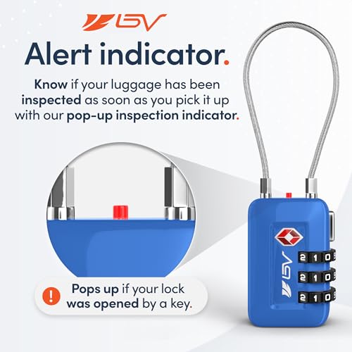 TSA Accepted Luggage Travel Lock, Set-Your-Own Combination Lock for School Gym Locker, Luggage Suitcase Baggage Locks, Filing Cabinets, Toolbox, Case (Blue, 1 Pack) - color: Blue, size: 1 Pack