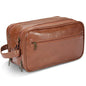 Personalized Leather Travel Toiletry Bag for Men, Large Travel Bathroom Shaving Dopp Kit, Large Cosmetic Bag Waterproof - color: Brown