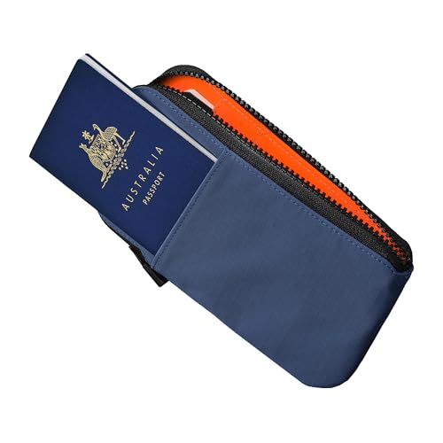 ALPAKA Zip Travel Wallet Blue Axoflux 210D - RFID Passport Holder - Self Locking Zipper - Tear Resistant Material - Four Pockets and Two Card Slots - HUB Accessories Compatible - color: Blue