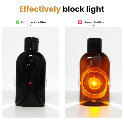 Cosywell Travel Bottles for Toiletries 4pcs 3.4oz Travel Shampoo and Conditioner Bottles TSA Approved Travel Size Containers Leak Proof Small Plastic Squeeze Bottles with Flip Cap(Black) - color: J-3.4oz-Black-3label1blank
