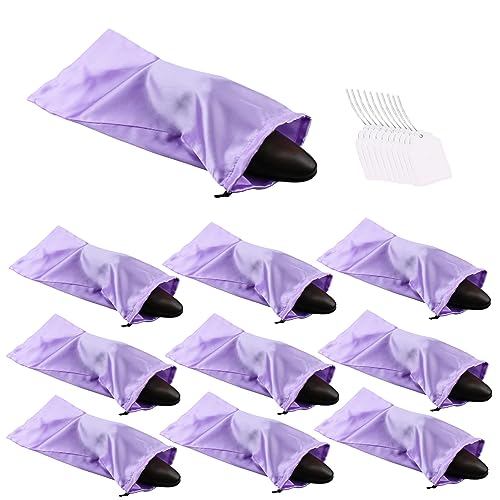 GONGKANGYUAN 10 Pack Shoe Bags for Travel Satin Fabric Shoe Bag with Drawstring for Men Women Travel Protecting Storing Shoes (Violets) - color: Violets