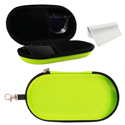 Double Eyeglasses Case, Hard Shell Dual Sunglasses Organizer with Zipper Clip Travel Glasses Storage for Women Men - color: Green