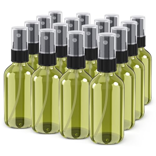 Wedama Spray Bottle, 4 oz Fine Mist Glass Spray Bottles, Little Refillable Liquid Containers for Watering Flowers Cleaning (16 Pack Olive Green) - color: Olive Green, size: 4 Ounce (Pack of 16)