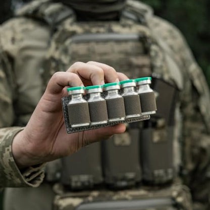 M-Tac Modular Ampoule Organizer Insert | Tactical Insert with Elastic Loops & Loop Velcro Backing | Fits Medical Kits & Backpacks, 5 Slot - color: Ranger Green, size: 10 ml