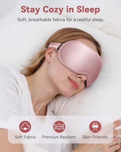 Weighted Blackout Sleep Mask for Women, 3D Contoured Zero Eye Pressure, Lash-Friendly Deep Eye Cups, Adjustable Slide Buckle Strap, Night Shift Nurse Essentials for Day Sleep & College Dorm Naps(Pink) - color: Pink