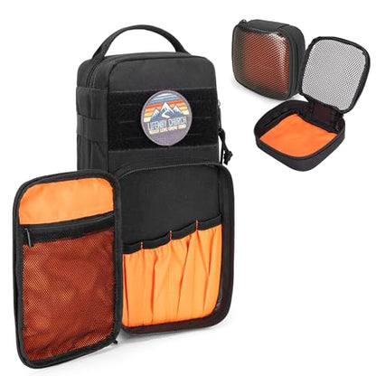 Rexmica Heavy Duty Small Tool Bag Storage with 2 Zipper Pouches, Multi-functional Tactical Molle Tool Organizer Case with Locking Carabiner for Camping, Road Trip, Electricians, EDC, Multimeter Case
