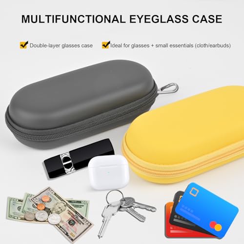 Double Glasses Case,Dual Eyeglasses & Sunglasses Organizer with Clip Zipper Closure for Travel 2 Pairs Storage Box - color: Black