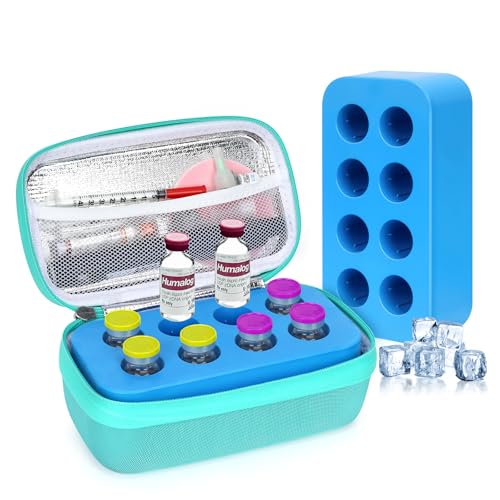 YOUSHARES Insulin Vial Cooler Travel Case - 8 Slots Freezable Ice Brick Organizer for Peptide Vials, GLP-1 Fridge Holder Diabetic Small Bottle Refrigerator for 10ml U-100 Vials - color: 02 Light green