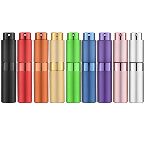 LISAPACK Atomizer Perfume 8ML Spray Bottle for Travel (9PCS), Empty Refillable Cologne Dispenser, Portable Sprayer for Men and Women (Multi-colored) - color: Multi-colored