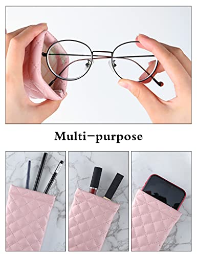 Squeeze Top Sunglass Pouch - Portable Sunglass Organizer Pouch Bags Soft PU Leather Glasses 2 Pack - color: Black-light Green