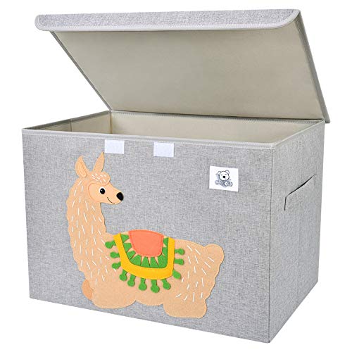 Foldable Large Kids Toy Chest with Flip-Top Lid, Collapsible Fabric Animal Toy Storage Organizer/Bin/Box/Basket/Trunk for Toddler, Children and Baby Nursery (Llama) - color: Llama