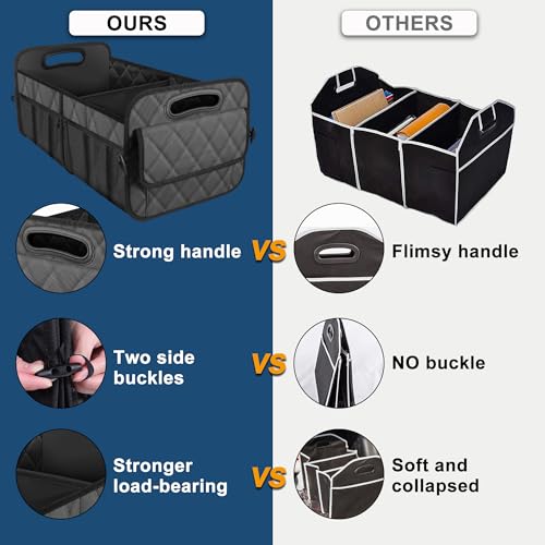 Deosk Trunk Organziers and Storage with Reinforced Handles,Car Accessories for Women/Men 50L Waterproof Polyester Trunk Organzier for Car/SUV/Minivan/Truck(Medium,Charcoal) - color: Charcoal, size: Medium
