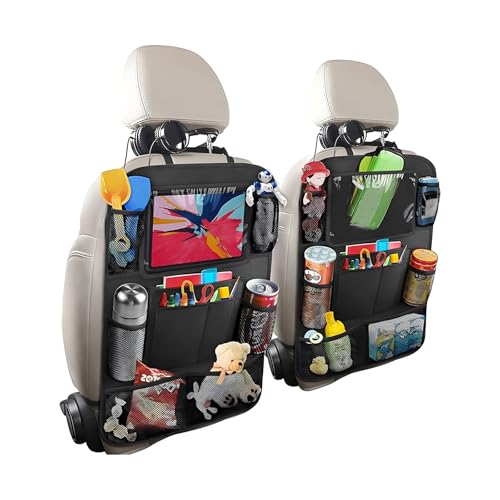 2PCS Car Backseat Organizer, Oxford Car Back Seat Protecter Kick Mat with Touch Screen Tablet Holder, Waterproof Automotive Seatback Storage Bag with Multi Functional Pockets (Regular Style) - color: Regular Style