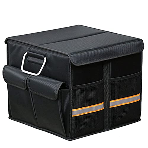 Tianle Car Trunk Organizer - Collapsible Trunk Organizer with Foldable Cover Aluminium Alloy Handle Reflective Strip for Auto, SUV, Truck, Minivan (S Black) - color: S Black