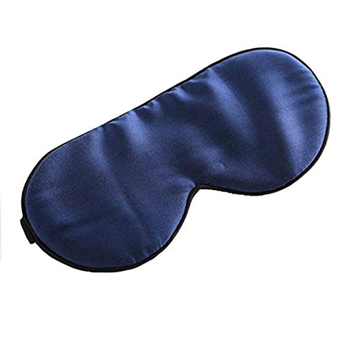 Silk Eye Mask with Adjustable Strap, Satin Blackout Sleeping Mask for Men&Women, Comfortable Blindfold Eyeshade for Night Sleep(Blue) - color: Blue
