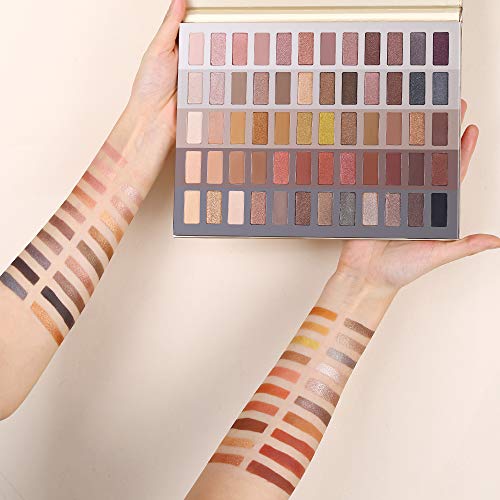 UCANBE 60 Colors Naked Eyeshadow Palette, Warm Neutral Nudes Makeup Pallet, Natural Matte Glitter Shimmer Smokey Eye Shadows Halloween Cosmetic Gift Set - color: Naked Nudes