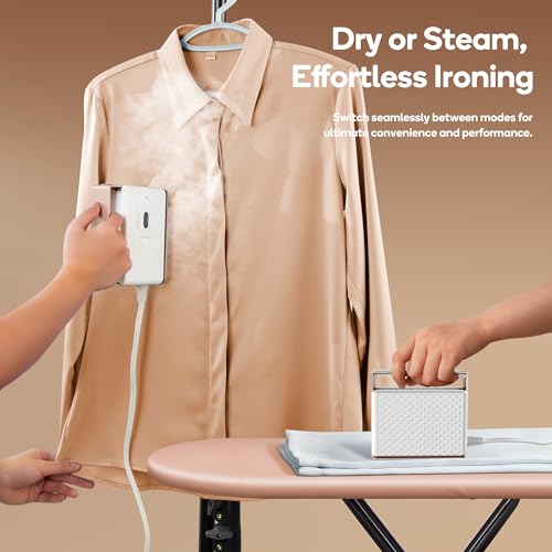 Newbealer 100-240V Travel Steam Iron, 2in1 Handheld Steamer, 120ml (Gold) | Compact for Global Trips & Vacations, Non-Stick Ceramic Soleplate, Heats in 20s, 360° Steaming Anti-Spill, Auto-Off, 1.5 lbs - color: Gold