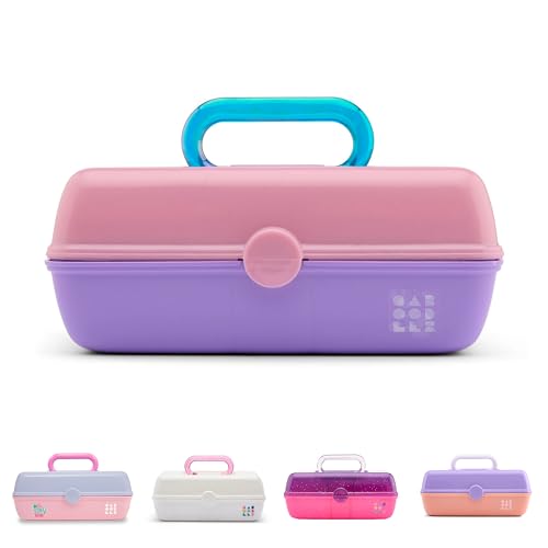 Caboodles Pretty in Petite Makeup Box, Two-Tone Pink on Lavender, Hard Plastic Organizer Box, 2 Swivel Trays, Fashion Mirror, Secure Latch for Safe Travel - color: Pink Over Lavender, size: 8.82 x 5.88 x 3.66 inches (Pack of 1)