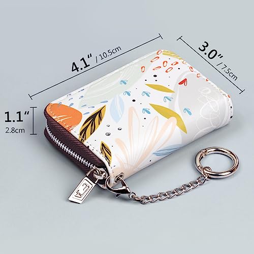 FurArt Zipper Wallet Women, RFID Blocking Credit Card Wallet, Business Card Holder, Compact Size KeyChain Wallet - color: Doodle