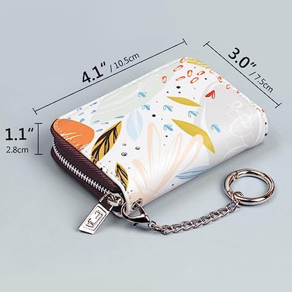 FurArt Zipper Wallet Women, RFID Blocking Credit Card Wallet, Business Card Holder, Compact Size KeyChain Wallet - color: Doodle