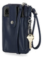 Mundi Jacqui RFID Crossbody Wallet for Women, Vegan Leather Small Travel Handbag with Phone Holder, Compact Organizer with Card Slots and Removable Strap, Vacation Purse in Navy - color: Navy