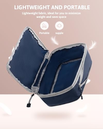 Meowoo 7 Set Compression Packing Cubes for Travel, Durable Ripstop Mesh Suitcase Organizer with Shoe Bag, Ultralight & Expandable Space Saver Travel Cubes - color: Navyblue