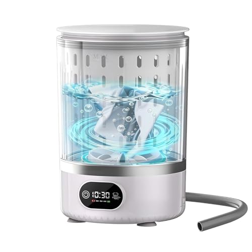 Portable Mini Washing Machine, Upgraded 3-in-1 3L Compact Washer with Spin Dry & Auto Drain,Small Travel Laundry Machine for Underwear Baby Clothes Socks Towels Home Dorm (White)
