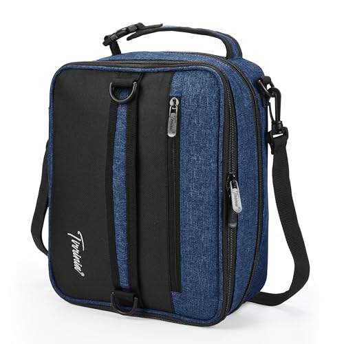 Tirrinia Expandable Insulated Lunch Bag for Men Women – Leakproof Reusable Cooler LunchBox for Kids & Adults with Shoulder Strap, Perfect for Work, School, Office, Travel,Dark Blue - color: Dark Blue