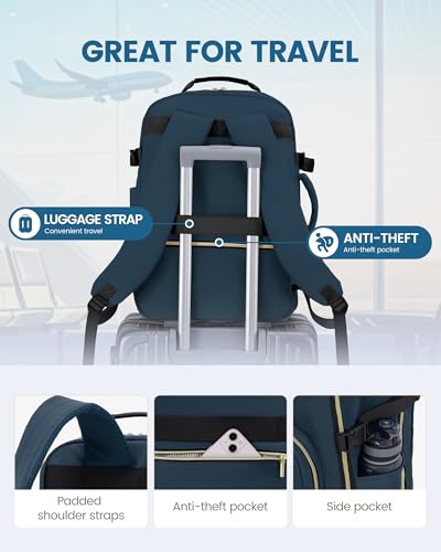 LOVEVOOK 40L Travel Backpack Flight Approved Carry on Backpack,3 Packing Cubes,Waterproof Personal Item Travel Bag,TSA Carry on Luggage Suitcase Travel Essentials,Gifts for Women & Men,fits 17" Laptop - color: Dark Blue Green-black, size: Large-40L-4Pcs