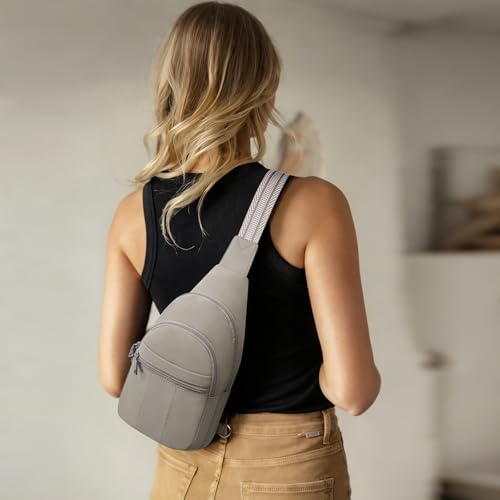 Small Sling Bag for Women, Puffer Crossbody Bag Anti Theft Travel RFID Purses Fanny Packs for Travel Hiking - color: Grey