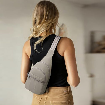 Small Sling Bag for Women, Puffer Crossbody Bag Anti Theft Travel RFID Purses Fanny Packs for Travel Hiking - color: Grey