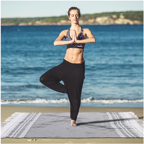 Genovega Extra Large Yoga Blanket Throw Blanket Car Camping Gear Meditation Supplies Mat Cover Falsa Equipment Workout Accessories Gym Essential Excise Stuff Women Birthday Boss Who Have Everything - color: Dark Grey, size: Extra Large 50''x68''